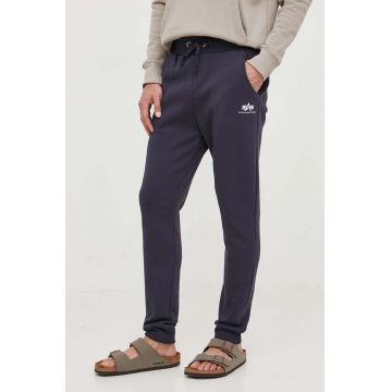 Alpha Industries pantaloni de trening culoarea albastru marin, cu imprimeu