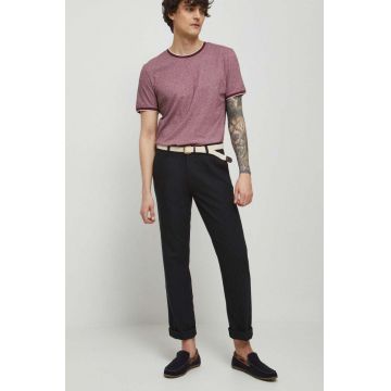 Medicine pantaloni din in barbati, culoarea negru, cu fason chinos