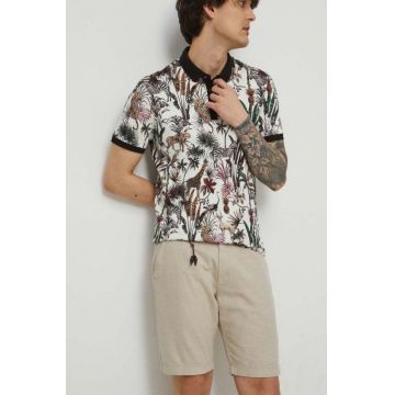 Medicine pantaloni scurti din in barbati, culoarea bej