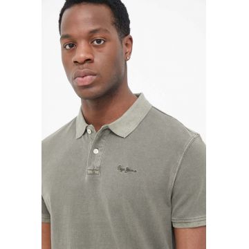 Pepe Jeans polo de bumbac Oliver culoarea verde, neted