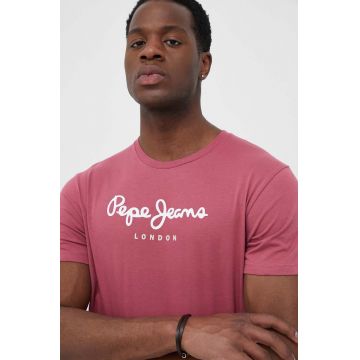Pepe Jeans tricou din bumbac Eggo culoarea roz, cu imprimeu
