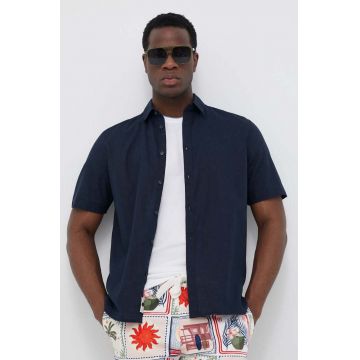 Sisley camasa de in culoarea albastru marin, cu guler clasic, regular