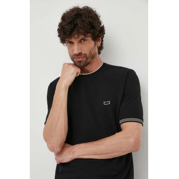 Sisley tricou din bumbac culoarea negru, modelator