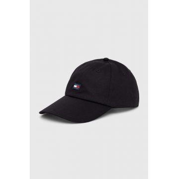 Tommy Jeans șapcă de baseball din bumbac culoarea negru, modelator