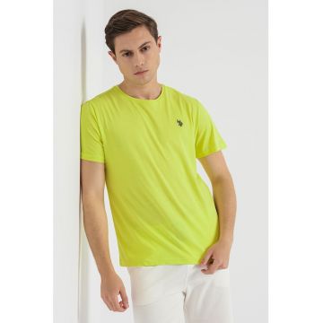 Tricou regular fit cu decolteu la baza gatului