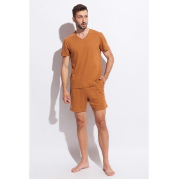 Tricou de casa din amestec de in - cu decolteu in V