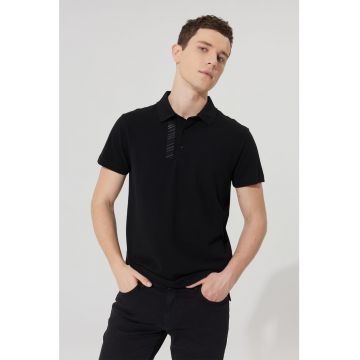 Tricou polo de bumbac cu fenta cu nasturi