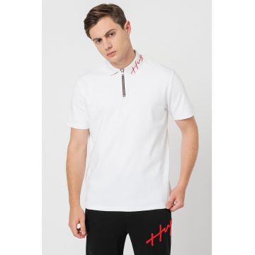 Tricou polo regular fit cu fenta scurta cu fermoar Dolm