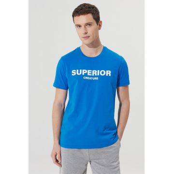 Tricou slim fit de bumbac cu text