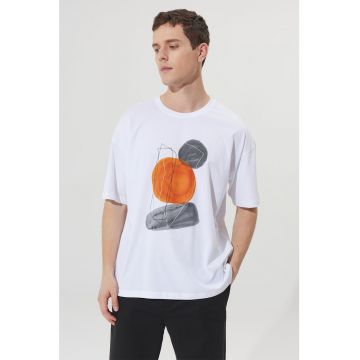 Tricou supradimensionat cu imprimeu abstract