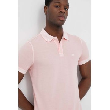 United Colors of Benetton polo de bumbac culoarea roz, neted