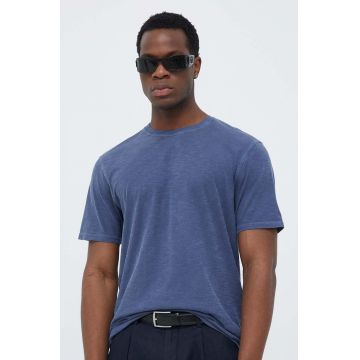 United Colors of Benetton tricou din bumbac culoarea albastru marin, melanj