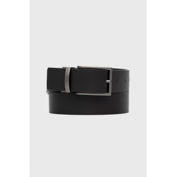HUGO curea de piele barbati, culoarea negru