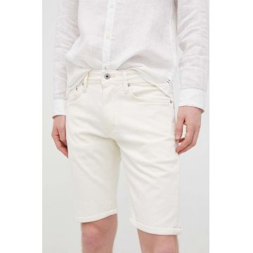 Pepe Jeans pantaloni scurti jeans Stanley Short barbati, culoarea bej