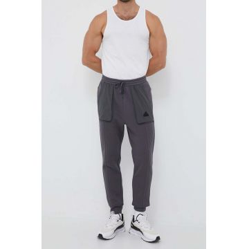 adidas pantaloni de trening culoarea gri, neted