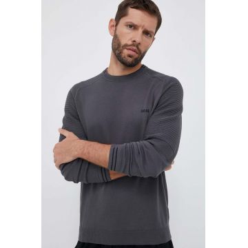 Boss Green pulover de bumbac BOSS GREEN culoarea gri