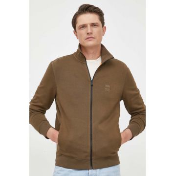 BOSS hanorac de bumbac BOSS CASUAL barbati, culoarea gri, neted