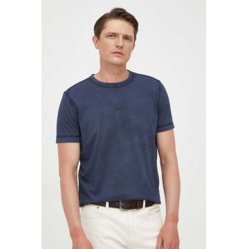BOSS Orange tricou din bumbac BOSS ORANGE barbati, culoarea albastru marin, neted, 50502173