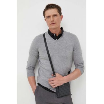 BOSS pulover de lana barbati, culoarea gri, light