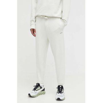 HUGO pantaloni de trening din bumbac culoarea verde, neted, 50489617