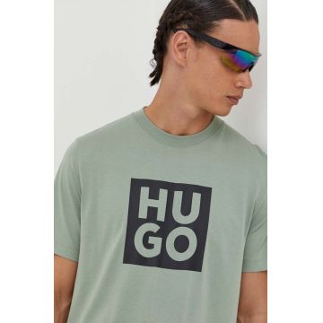 HUGO tricou din bumbac culoarea negru, cu imprimeu