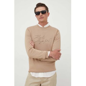 Karl Lagerfeld pulover barbati, culoarea bej, light
