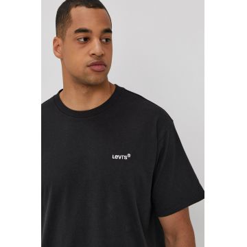 Levi's tricou bărbați, culoarea negru, material uni A0637.0001-Blacks