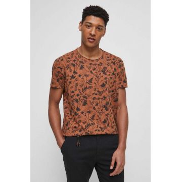 Medicine tricou din bumbac barbati, culoarea maro, modelator