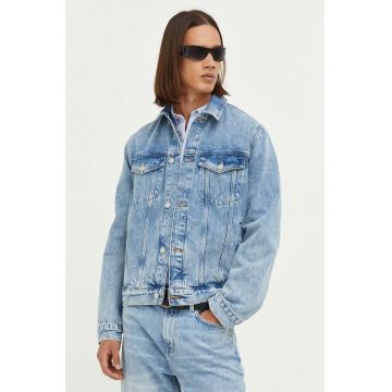Samsoe Samsoe geaca jeans barbati, de tranzitie, oversize