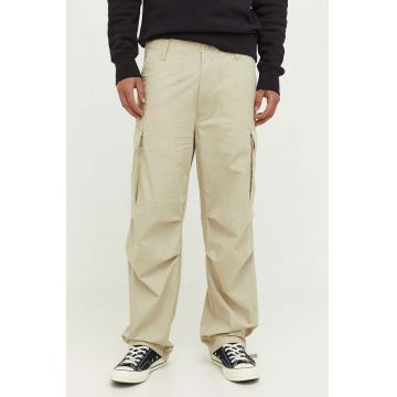 Samsoe Samsoe pantaloni barbati, culoarea bej, cu fason cargo