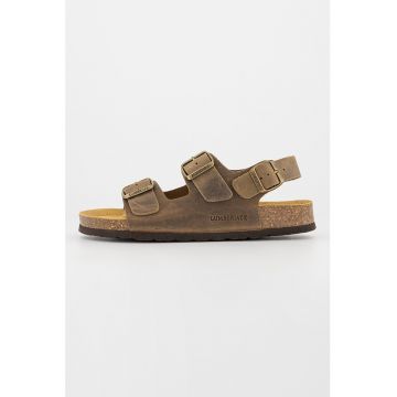 Sandale slingback de piele cu catarama