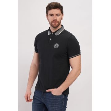 Tricou polo din material pique cu detalii contrastante