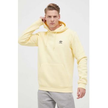 adidas Originals bluza barbati, culoarea galben, cu glugă, cu imprimeu