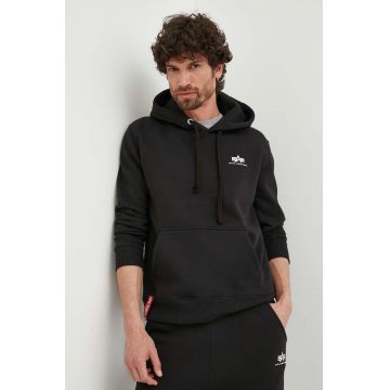 Alpha Industries bluză Basic Hoody Small Logo bărbați, culoarea negru, cu glugă, cu imprimeu 196318.03-black Alpha Industries bluză Basic Hoody Small Logo bărbați, culoarea negru, cu glugă, cu imprimeu 196318.03-black