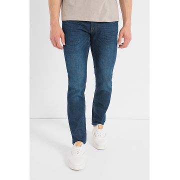 Blugi slim fit cu aspect decolorat