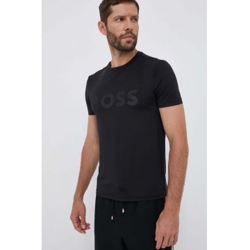 Boss Green tricou BOSS GREEN barbati, culoarea negru, cu imprimeu