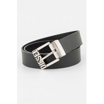 Curea din piele cu catarama logo metalica Shift