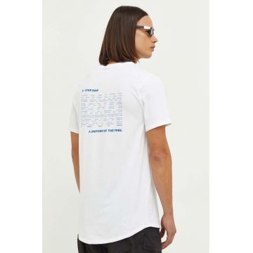 G-Star Raw tricou din bumbac culoarea alb, cu imprimeu