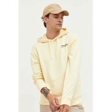 Hollister Co. bluza barbati, culoarea galben, cu glugă, cu imprimeu