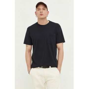 Hollister Co. tricou din bumbac culoarea negru, neted
