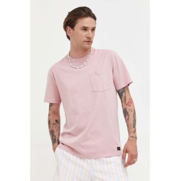 Hollister Co. tricou din bumbac culoarea roz, neted