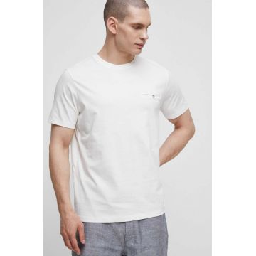 Medicine tricou din bumbac culoarea bej, neted