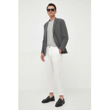 United Colors of Benetton pantaloni din in culoarea alb, drept