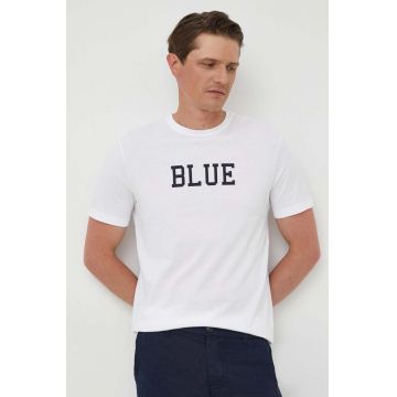 United Colors of Benetton tricou din bumbac culoarea alb, cu imprimeu