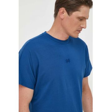 United Colors of Benetton tricou din bumbac culoarea albastru marin, neted
