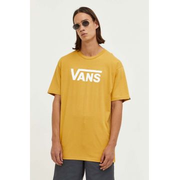 Vans tricou din bumbac culoarea maro, cu imprimeu
