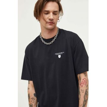 Abercrombie & Fitch tricou din bumbac culoarea negru, cu imprimeu