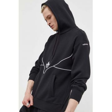 adidas Originals bluză barbati, culoarea negru, cu glugă, modelator HR5335-black