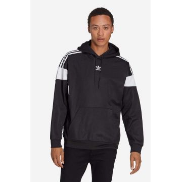 adidas Originals bluză bărbați, culoarea negru, cu glugă, cu model HS2065-black