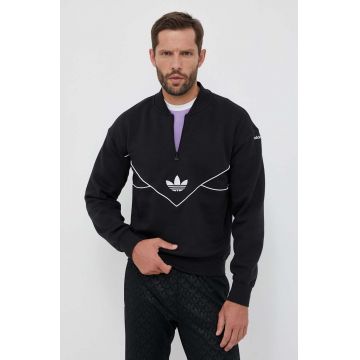 adidas Originals bluza barbati, culoarea negru, cu imprimeu